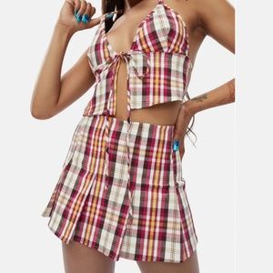 DOLLS KILL Plaid Skirt + Top Set